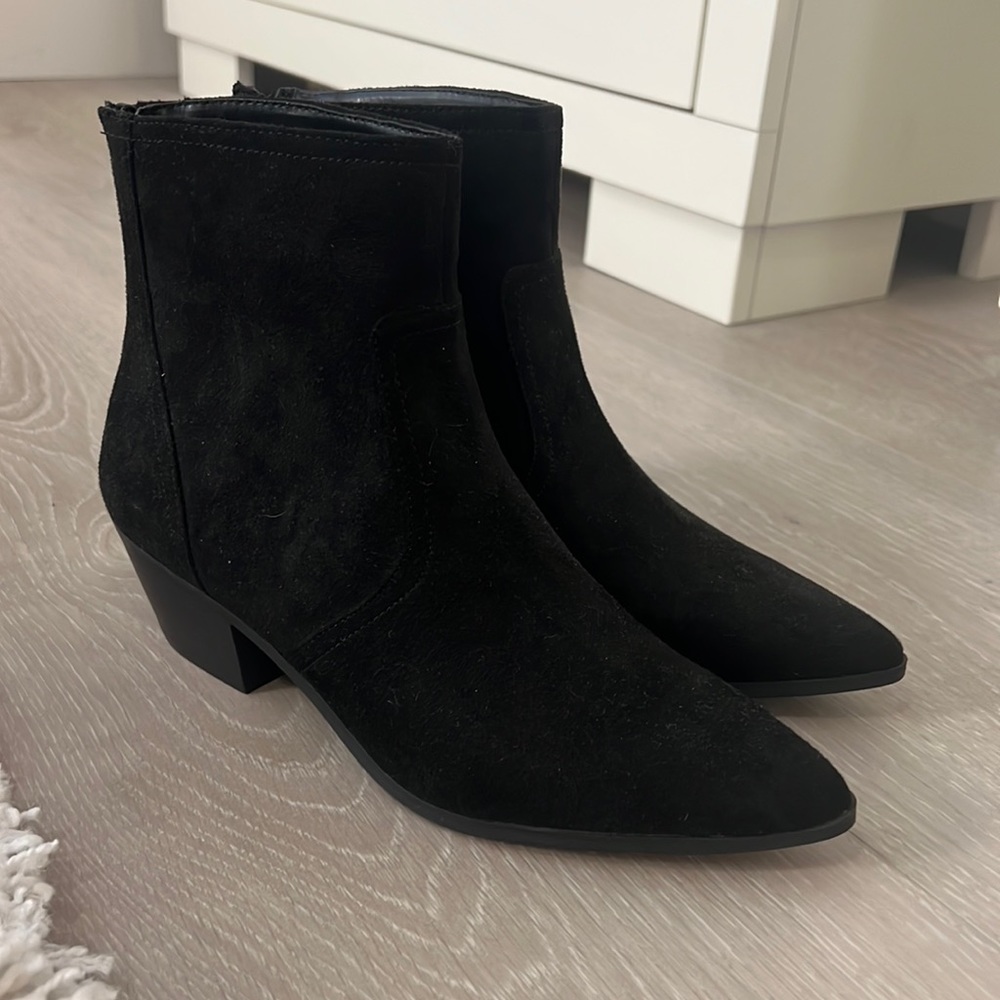 Black faux suede booties